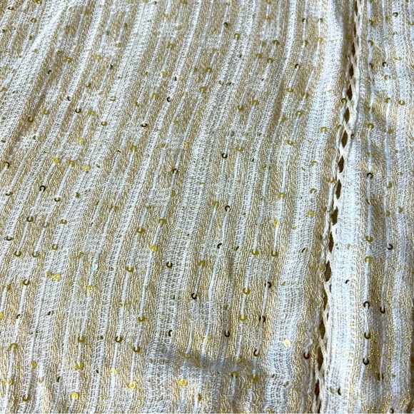 SOFT SURROUNDINGS Womens Large Glamour Topper Gold Sequin Open Cardigan 2CE04 - Picture 5 of 8